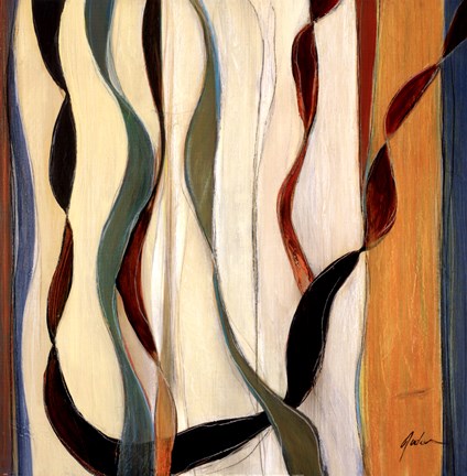 Framed Falling Ribbons II Print