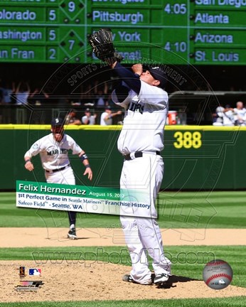 Framed Felix Hernandez throws a Perfect Game Safeco Field August 15th, 2012 with Overlay Print