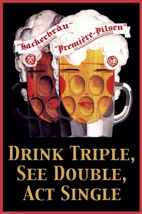 Framed Drink Triple, See Double, Act Print