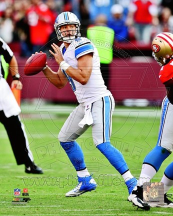 Framed Matthew Stafford 2012 with the ball Print