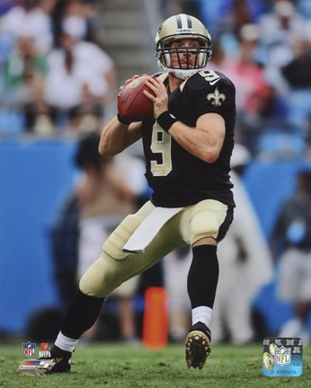Framed Drew Brees Passing The Football Print