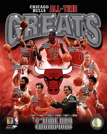 Framed Chicago Bulls All-Time Greats Composite Print