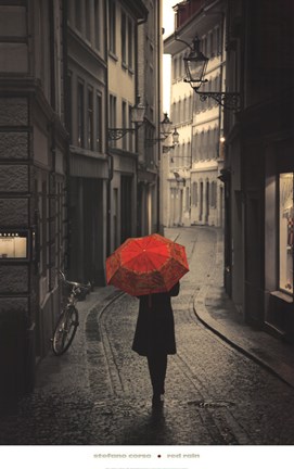 Framed Red Rain Print