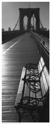 Framed Brooklyn Bridge Benches Print