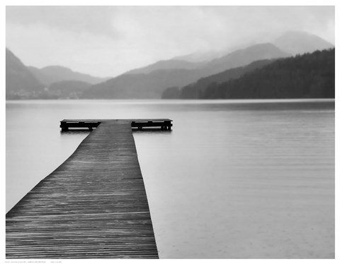 Framed Solitude at the Pier Print