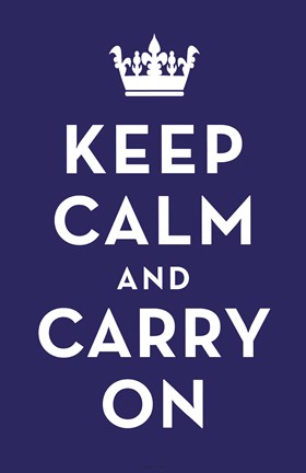 Framed Keep Calm and Carry On (Dark Blue) Print