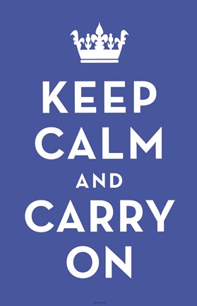 Framed Keep Calm and Carry On (Light Blue) Print