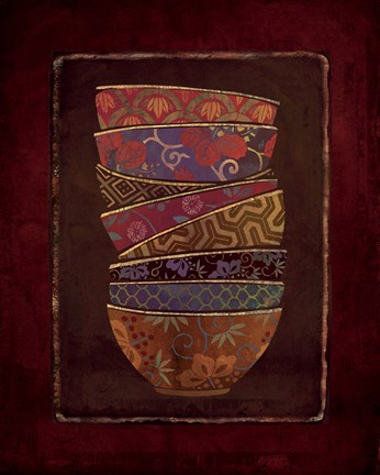 Framed Asian Bowls II Print