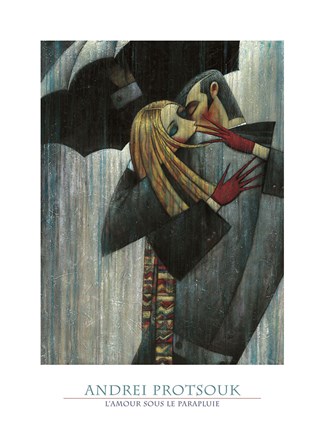 Framed L'Amour sous le Parapluie Print