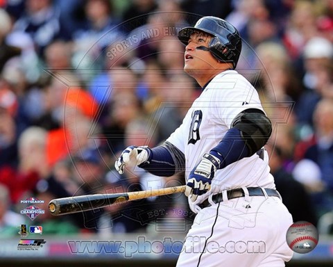 Framed Miguel Cabrera 2 Run Home Run Game 4 of the 2012 American League Championship Series Action Print