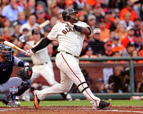 Framed Pablo Sandoval Solo Home Run 1st Inning Game 1 of the 2012 MLB World Series Action Print