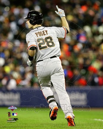 Framed Buster Posey 2 RHR Game 4 of the 2012 World Series Print