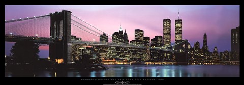 Framed Brooklyn Bridge and New York City Skyline Print