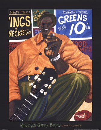 Framed Mustard Green Blues Print