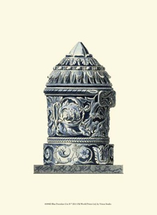 Framed Blue Porcelain Urn II Print