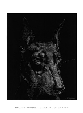 Framed Canine Scratchboard XIII Print