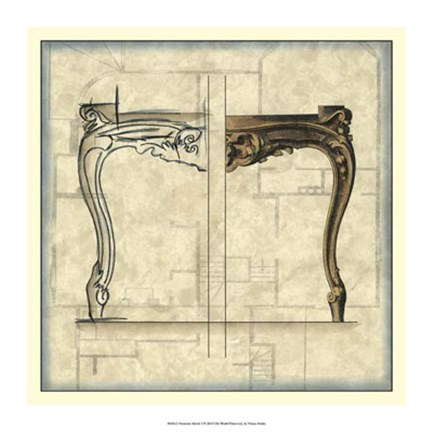 Framed Furniture Sketch I Print