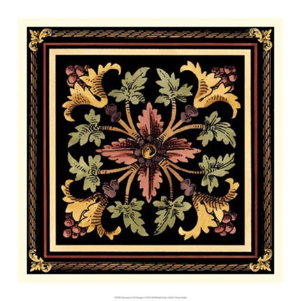 Framed Decorative Tile Design I Print