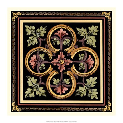 Framed Decorative Tile Design IV Print