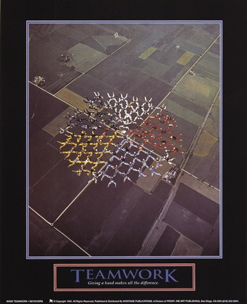 Framed Teamwork-Skydivers Print