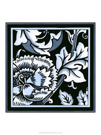 Framed Blue &amp; White Floral Motif III Print