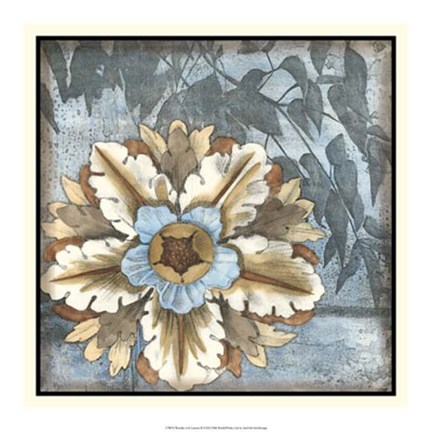 Framed Rosette with Leaves II Print