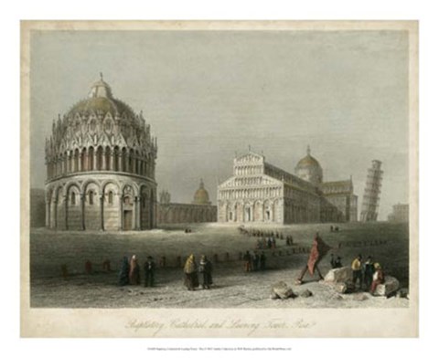 Framed Baptistry, Cathedral &amp;Leaning Tower Print