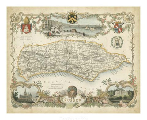 Framed Map of Sussex Print