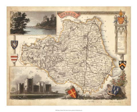 Framed Map of Durham Print