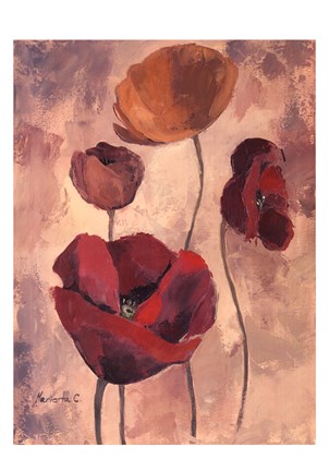 Framed Textured Poppies I Print