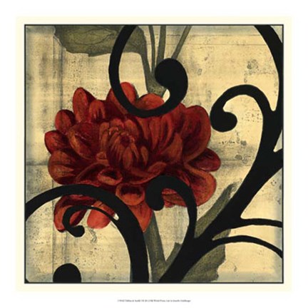 Framed Dahlias &amp; Scrolls I Print