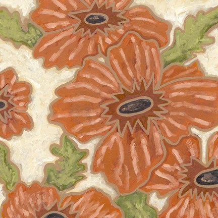 Framed Persimmon Floral IV Print