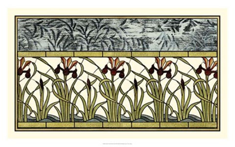 Framed Stained Glass Flowers III Print