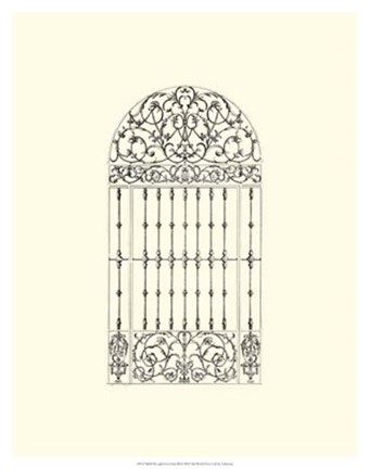 Framed B&amp;W Wrought Iron Gate III Print