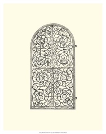 Framed B&amp;W Wrought Iron Gate VI Print