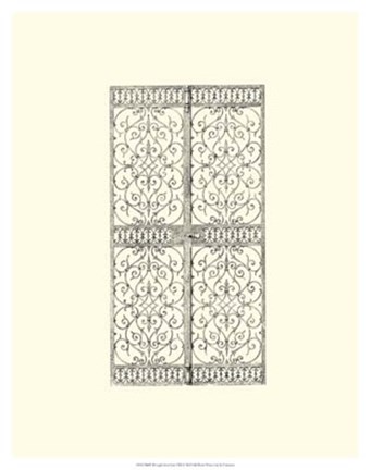 Framed B&amp;W Wrought Iron Gate VIII Print
