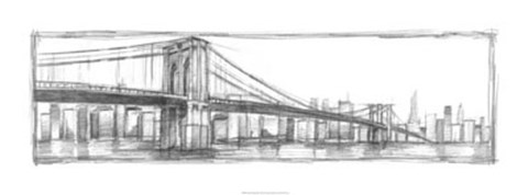 Framed Brooklyn Bridge Sketch Print