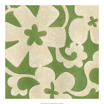 Framed Suzani Silhouette in Green I Print