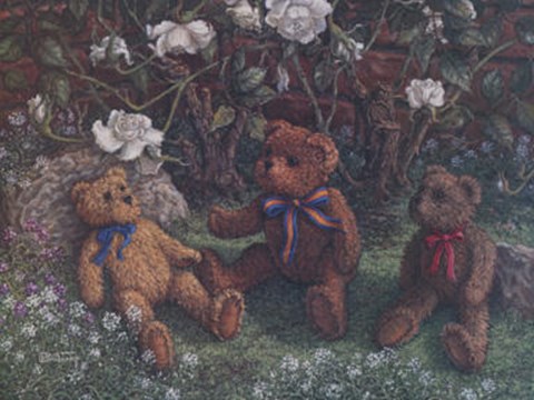 Framed Bears and Roses Print