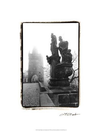 Framed Charles Bridge in Morning Fog II Print