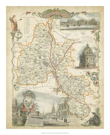 Framed Map of Oxfordshire Print