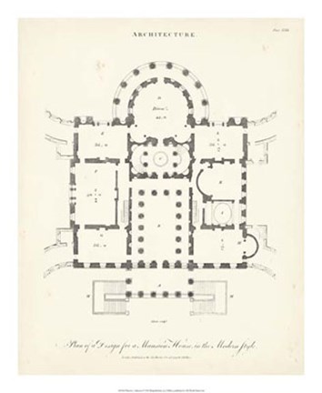 Framed Plan for a Mansion Print
