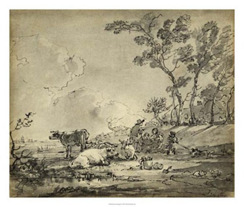 Framed Pastoral Etching II Print