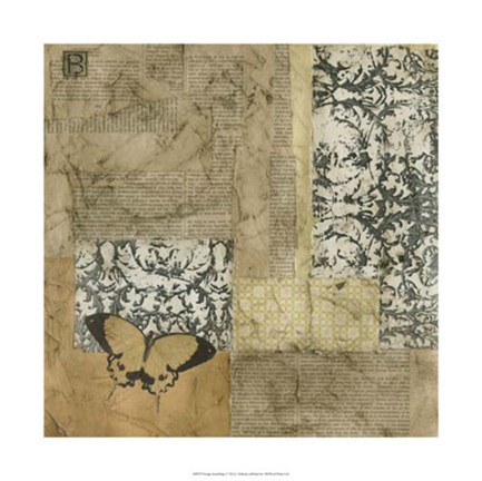 Framed Vintage Assemblage I Print