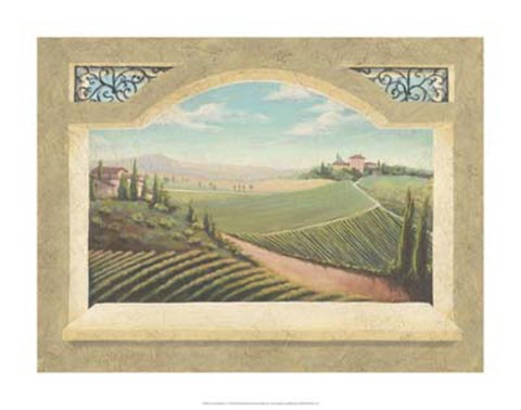 Framed Vineyard Window I Print