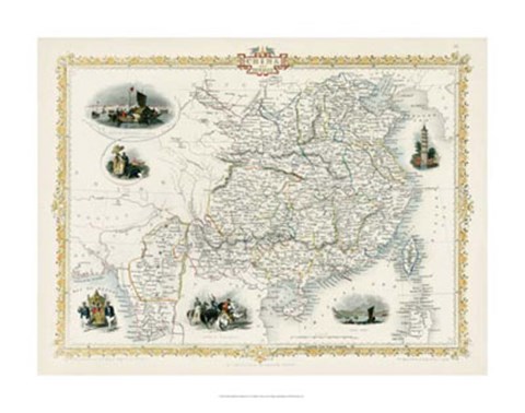 Framed China and Birmah (Burma) Print