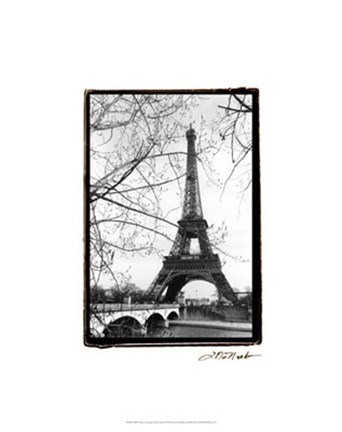 Framed Eiffel Tower Along the Seine River Print