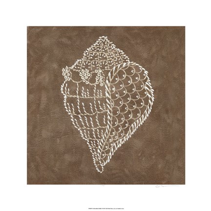 Framed Embroidered Shells I Print
