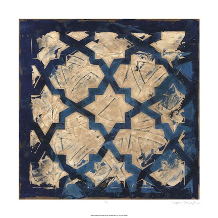 Framed Stained Glass Indigo I Print