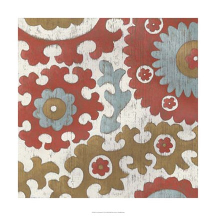 Framed Coral Suzani I Print